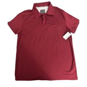 Asher Jones London‎ Men's Burgundy Short Sleeve Polo Shirt, Size Large New